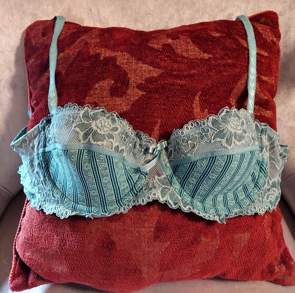 Marilyn Monroe Padded Underwire Bra 34c Lovely Blue Green Lace Never Worn